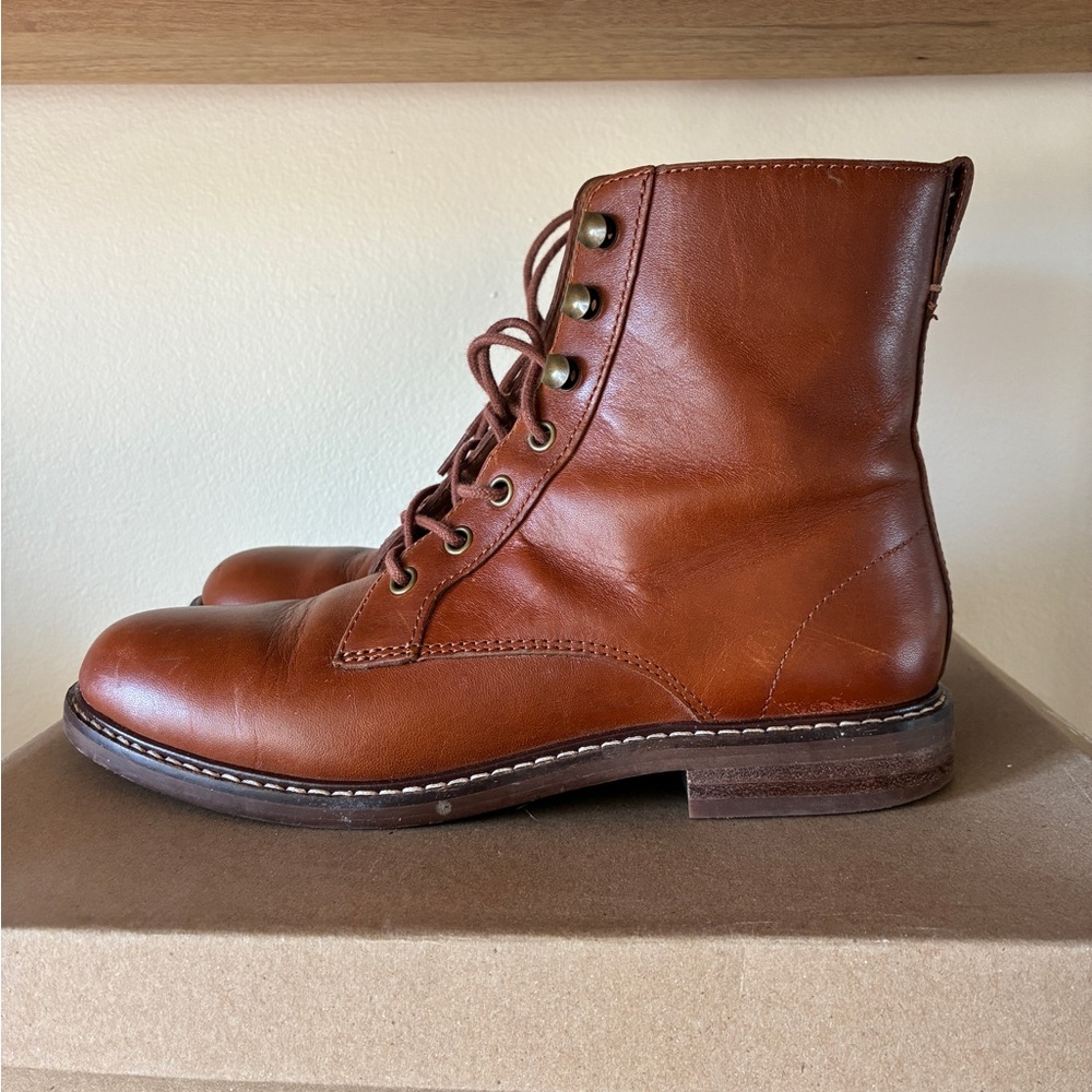 Madewell Women’s Kellie Lace Up Boot Dried Maple Leather Boots - Picture 6 of 10